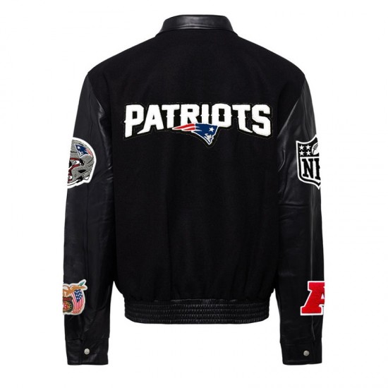 England Patriots 2024 Black Biker Varsity Jacket