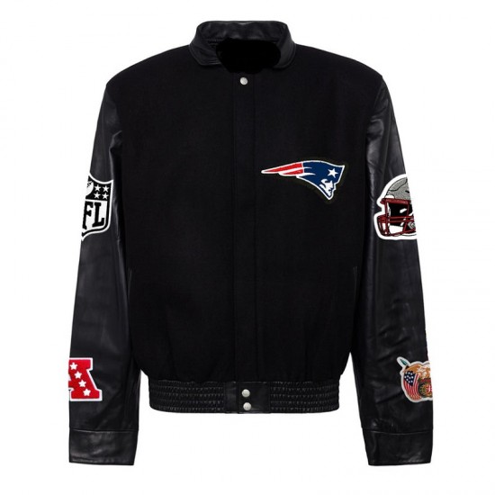 England Patriots 2024 Black Biker Varsity Jacket