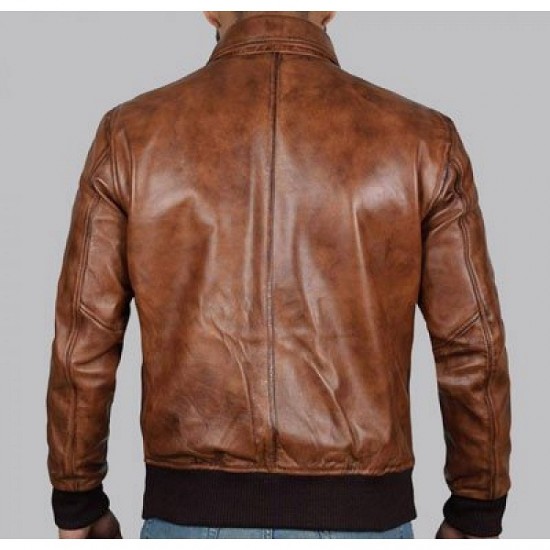 Ernest Brown Lambskin Mens Bomber Leather Jacket