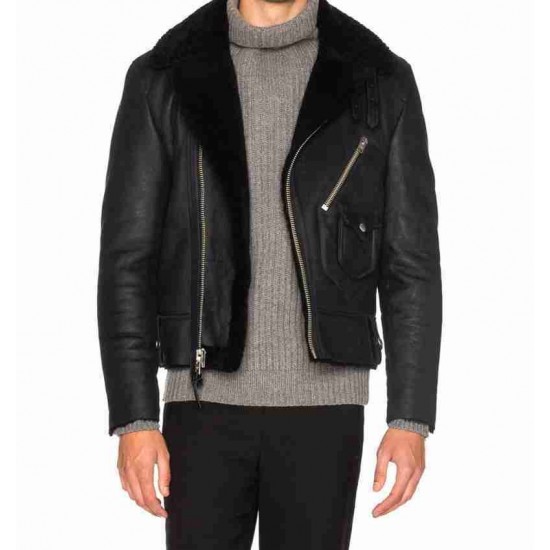 Ewan McGregor Shearling Motorcycle Jacket