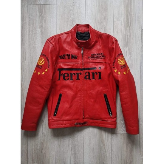 F1 MS Ferrari Red Leather Jacket