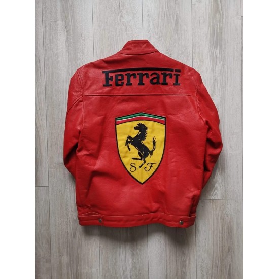 F1 MS Ferrari Red Leather Jacket