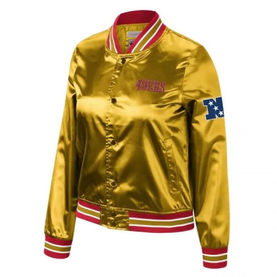 Faithful To The Bay Golden Womens Satin Jacket