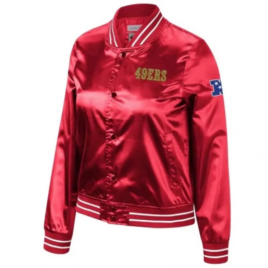 Faithful To The Bay Red Womens Satin Jacket