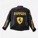 Ferrari Black Leather Motorcycle Biker Jacket