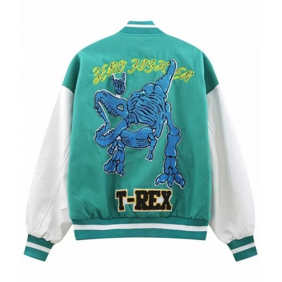 Fighter T-Rex Dinosaur Skeleton Varsity Jacket