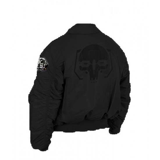 Flight Battletech Mechwarrior Bomber Black Satin Jacket