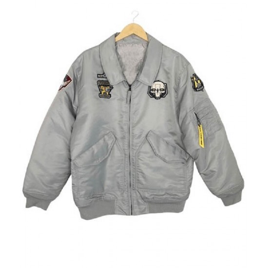 Flight Battletech Mechwarrior Bomber Gray Satin Jacket