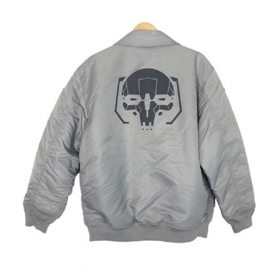 Flight Battletech Mechwarrior Bomber Gray Satin Jacket