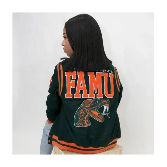 FAMU Florida A&M University Unisex Green Varsity Jacket