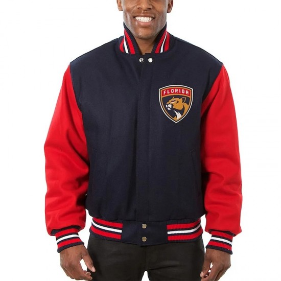 Florida Panthers Varsity Two-Tone Navy Red Wool Jacket