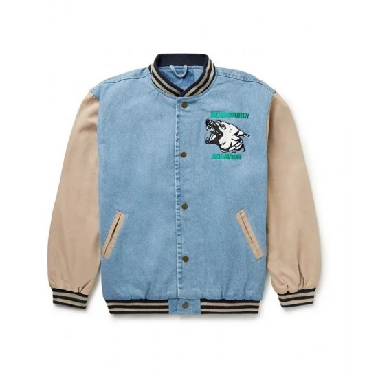 Friends With Animals Denim Varsity Jacket