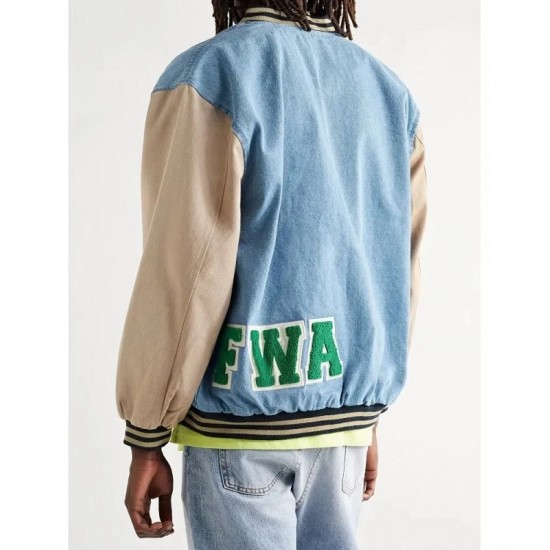 Friends With Animals Denim Varsity Jacket