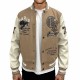 George V Panther Beige Wool Varsity Jacket