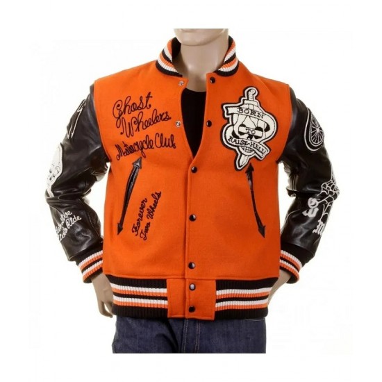 Ghost Wheelers Orange Letterman Varsity Jacket