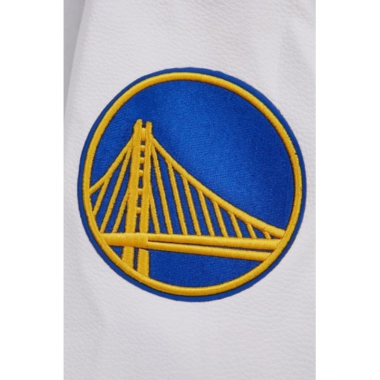 Golden State Warriors Retro Classic Off White Wool Varsity Jacket