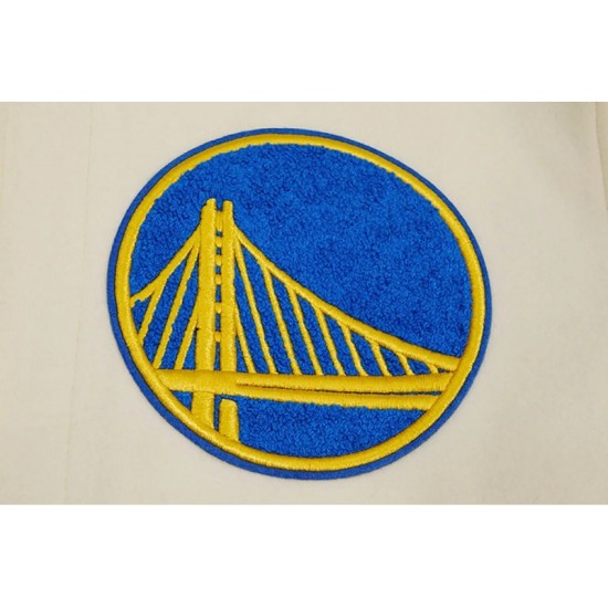 Golden State Warriors Retro Classic Off White Wool Varsity Jacket