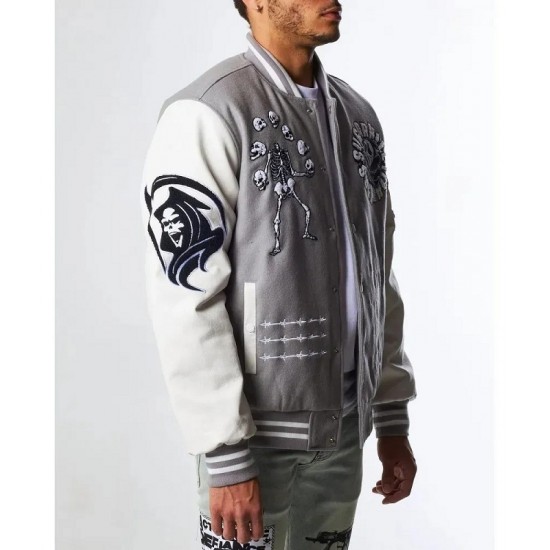 Great Escape Grey Letterman Varsity Jacket