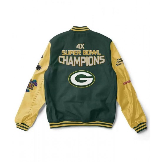 Green Bay Packers 4X Super Bowl Champions Letterman Jacket