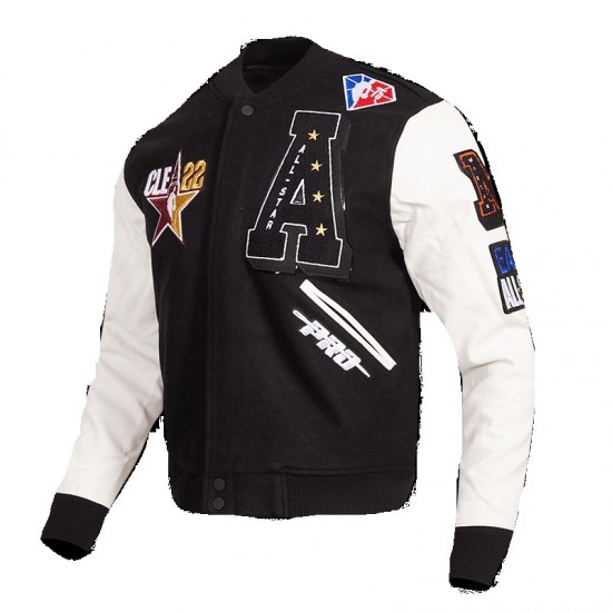 HBCU All Star Black With White Logo Biker Varsity Jacket