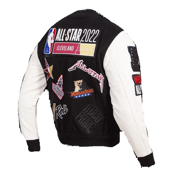 HBCU All Star Black With White Logo Biker Varsity Jacket