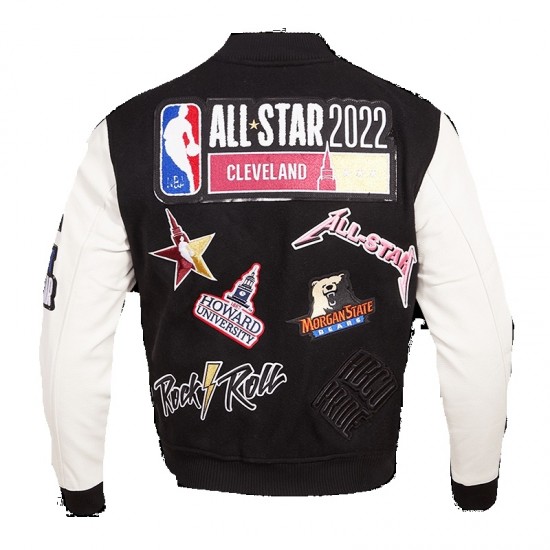 HBCU All Star Black With White Logo Biker Varsity Jacket