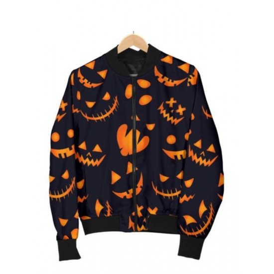 Halloween Pattern Pumpkins Bomber Jacket