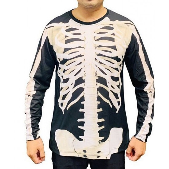 Halloween costume skeleton Polyester Unisex longsleeve shirt