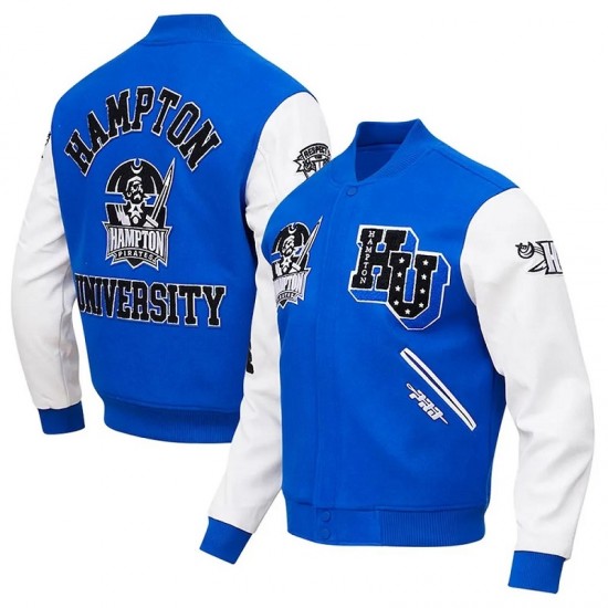 Hampton Pirates Classic Varsity Royal and White Jacket