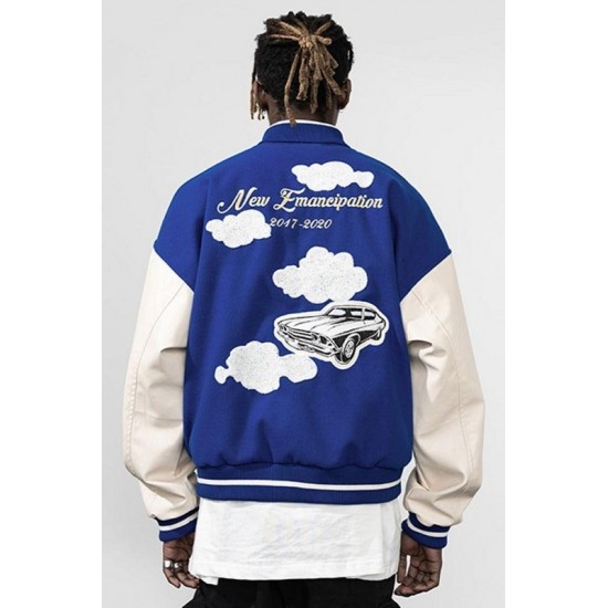 Harsh And Cruel Embroidered Clouds Varsity Jacket