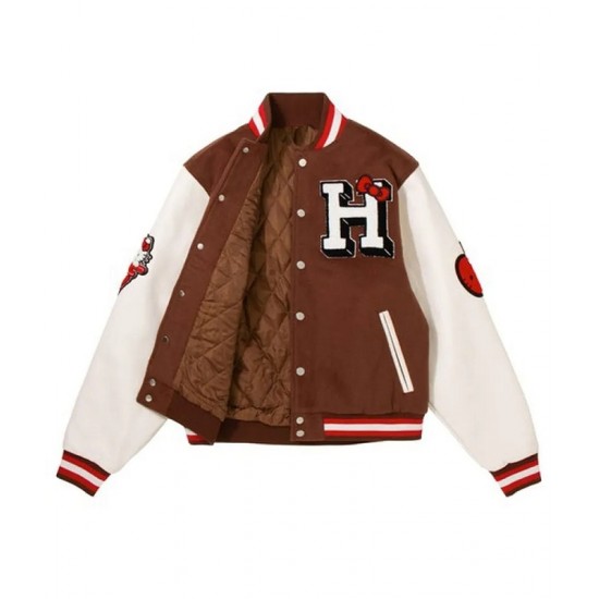 Hello Kitty Apples Wool Brown Varsity Jacket