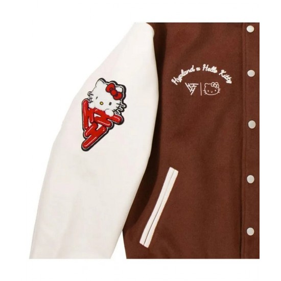 Hello Kitty Apples Wool Brown Varsity Jacket