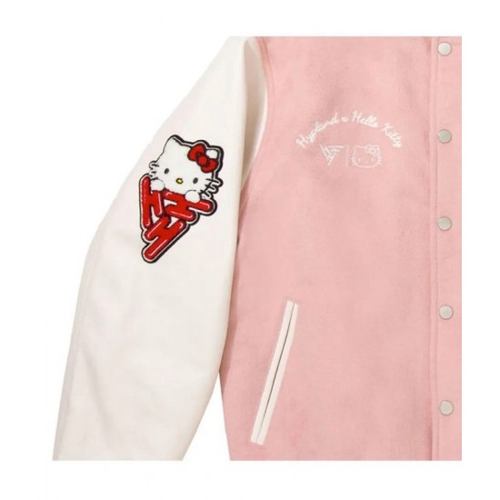 Hello Kitty Apples Wool Pink Varsity Jacket