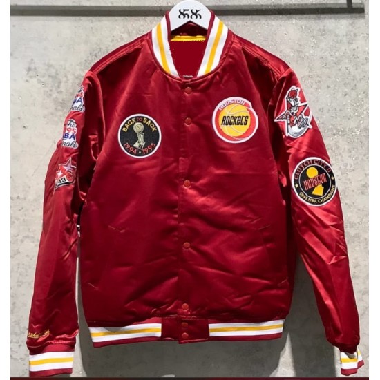 Houston Rockets Red Satin Jacket