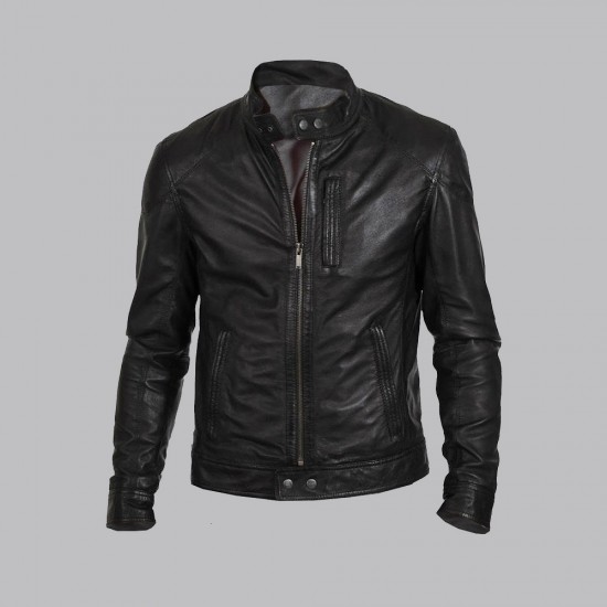 Hunt Black Biker Leather Jacket