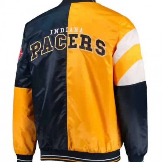 Indiana Pacers Starter Satin Yellow and Blue Jacket