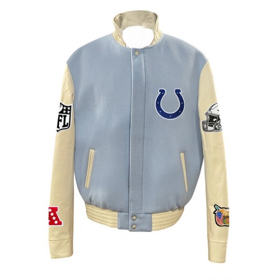 Indianapolis Colts Blue Biker Varsity Jacket