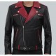 Jimmy Men's Black And Maroon Moto Jacket