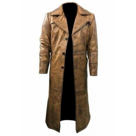 Johnny Depp Trench Leather Brown Coat