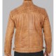 Johnson Quilted Distressed Camel Leather Jacket Men's