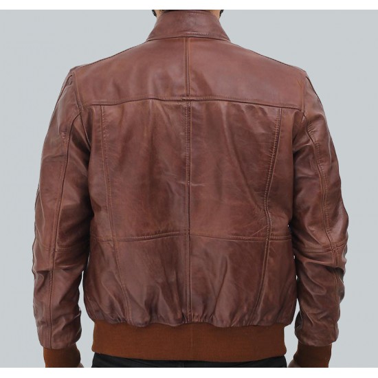 Johnston Men's Brown Lambskin Bomber Leather Jacket