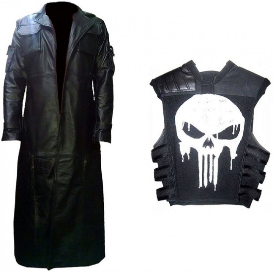 Jon Bernthal The Punisher Trench Leather Coat Cosplay Costume