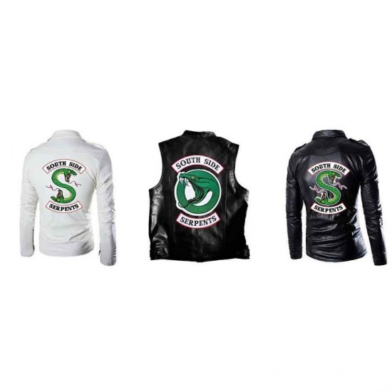 Jughead's South Side Serpents Riverdale Snake Poison Leather Costume Cosplay Jacket With Vest