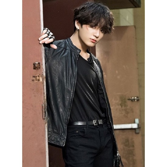 Jungkook Leather Biker Jacket