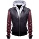 Justice League Barry Allen Flash Leather Jacket With Fleece Hood