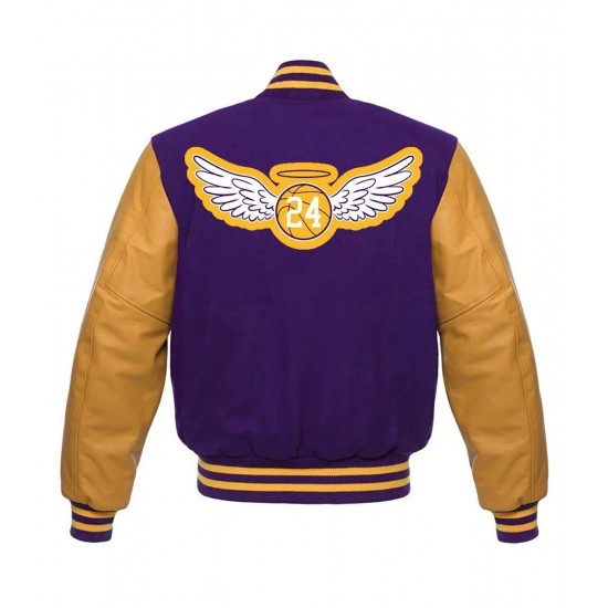 KB 24 Angel LA Lakers Varsity Purple and Yellow Jacket