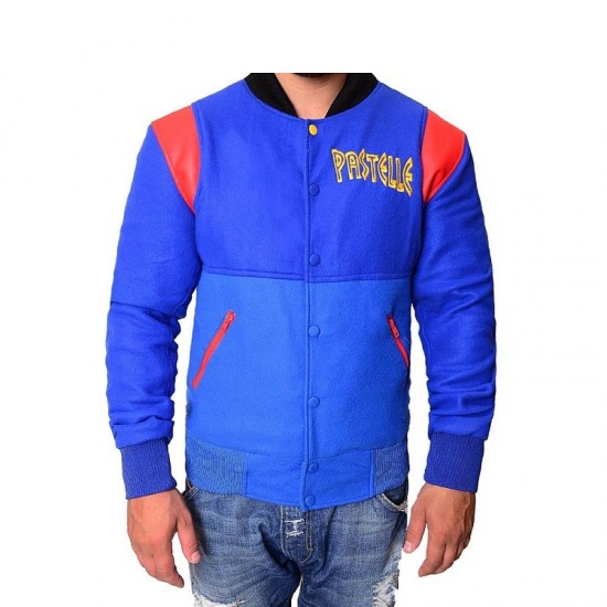 Kanye West Pastelle Blue Varsity Letterman Bomber Jacket