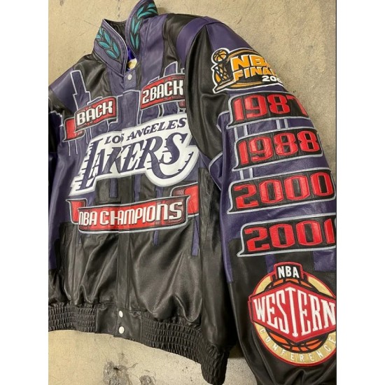 LA Lakers 2001 Back 2 Back Leather Jacket