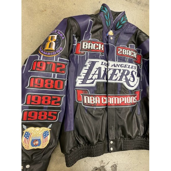 LA Lakers 2001 Back 2 Back Leather Jacket