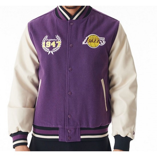 LA Lakers NBA Lifestyle Dark Purple Varsity Jacket